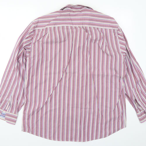 Peter England Mens Pink Striped   Button-Up Size 16