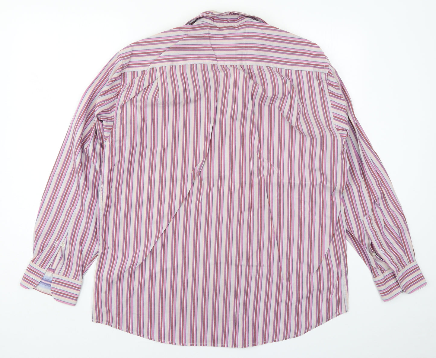 Peter England Mens Pink Striped   Button-Up Size 16