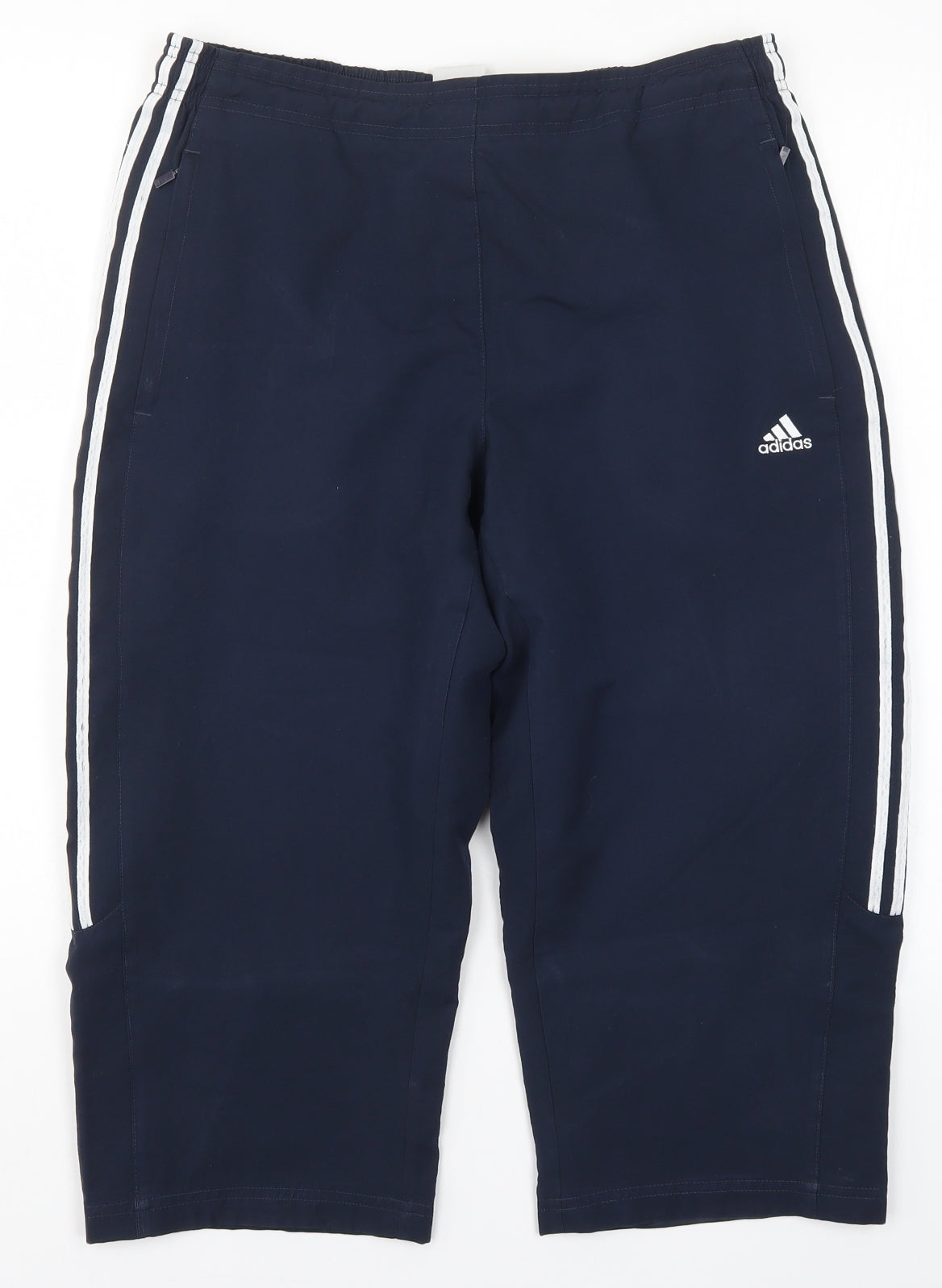 adidas Womens Blue Striped  Capri Trousers Size 14