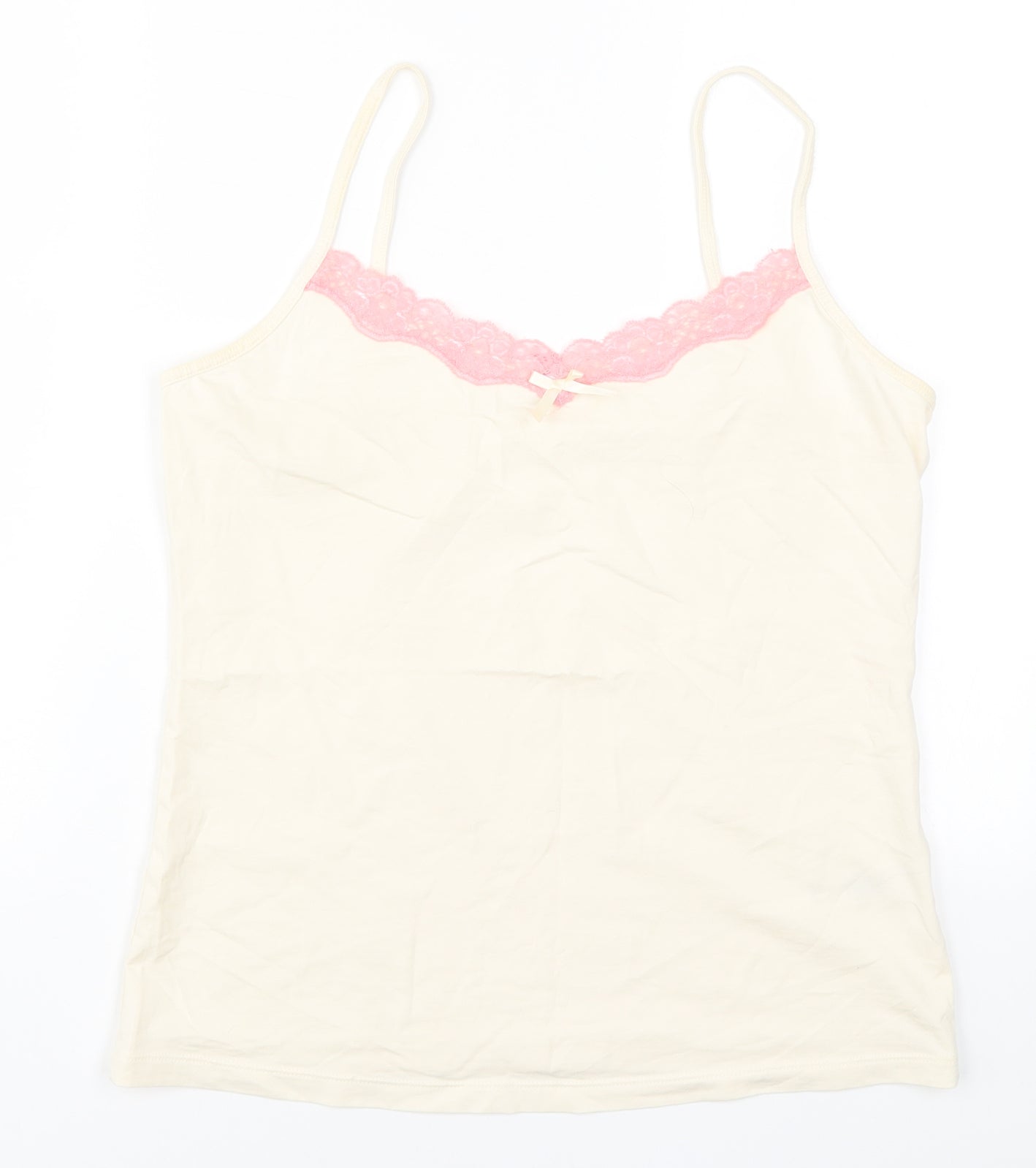 George Womens Ivory Solid Lace Cami Pyjama Top Size 12