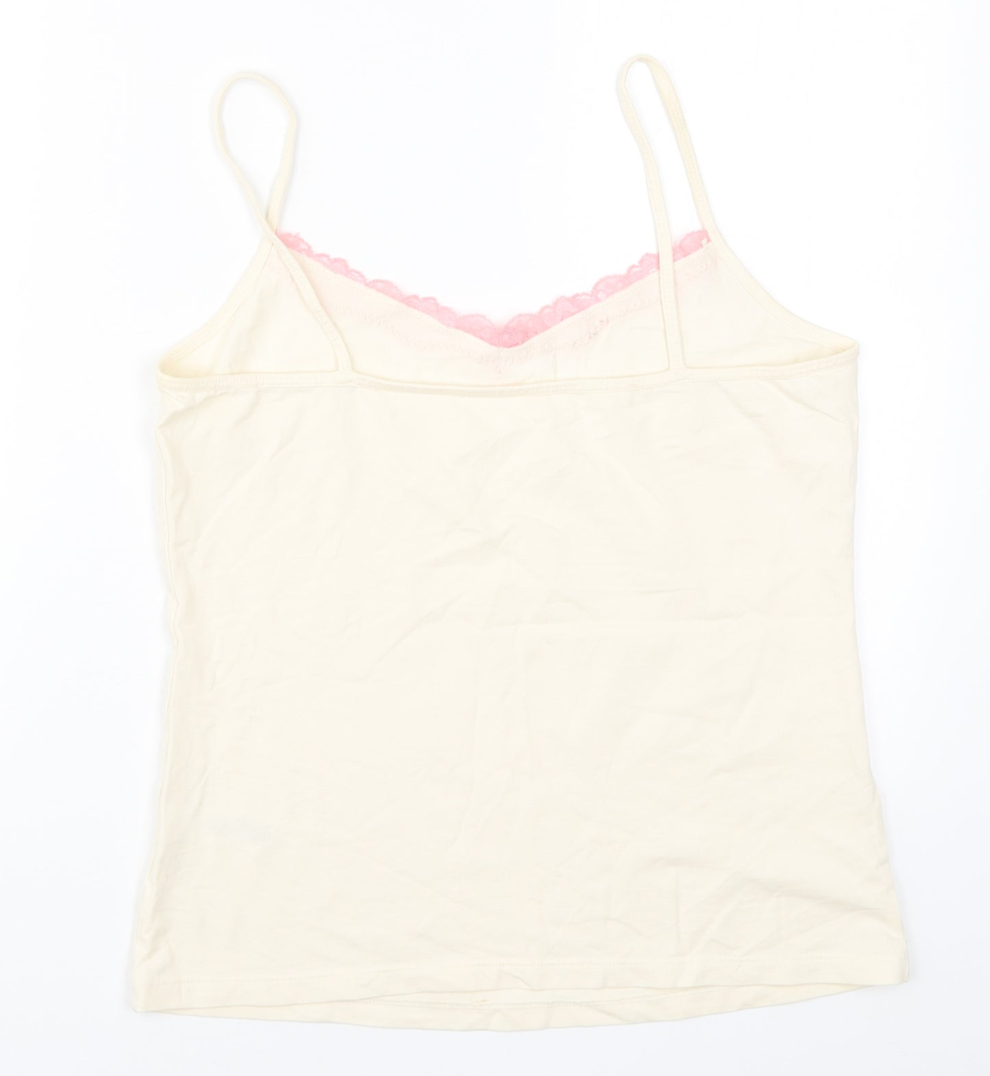 George Womens Ivory Solid Lace Cami Pyjama Top Size 12