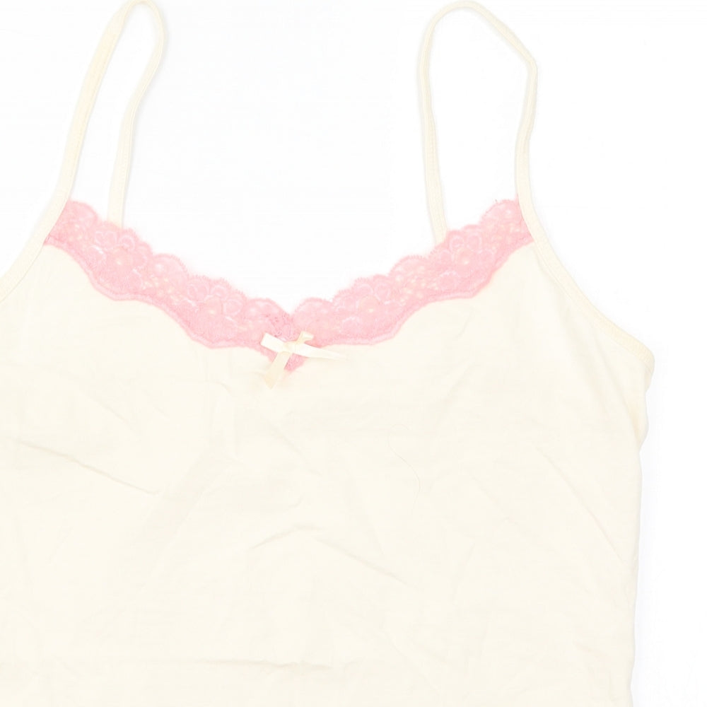 George Womens Ivory Solid Lace Cami Pyjama Top Size 12