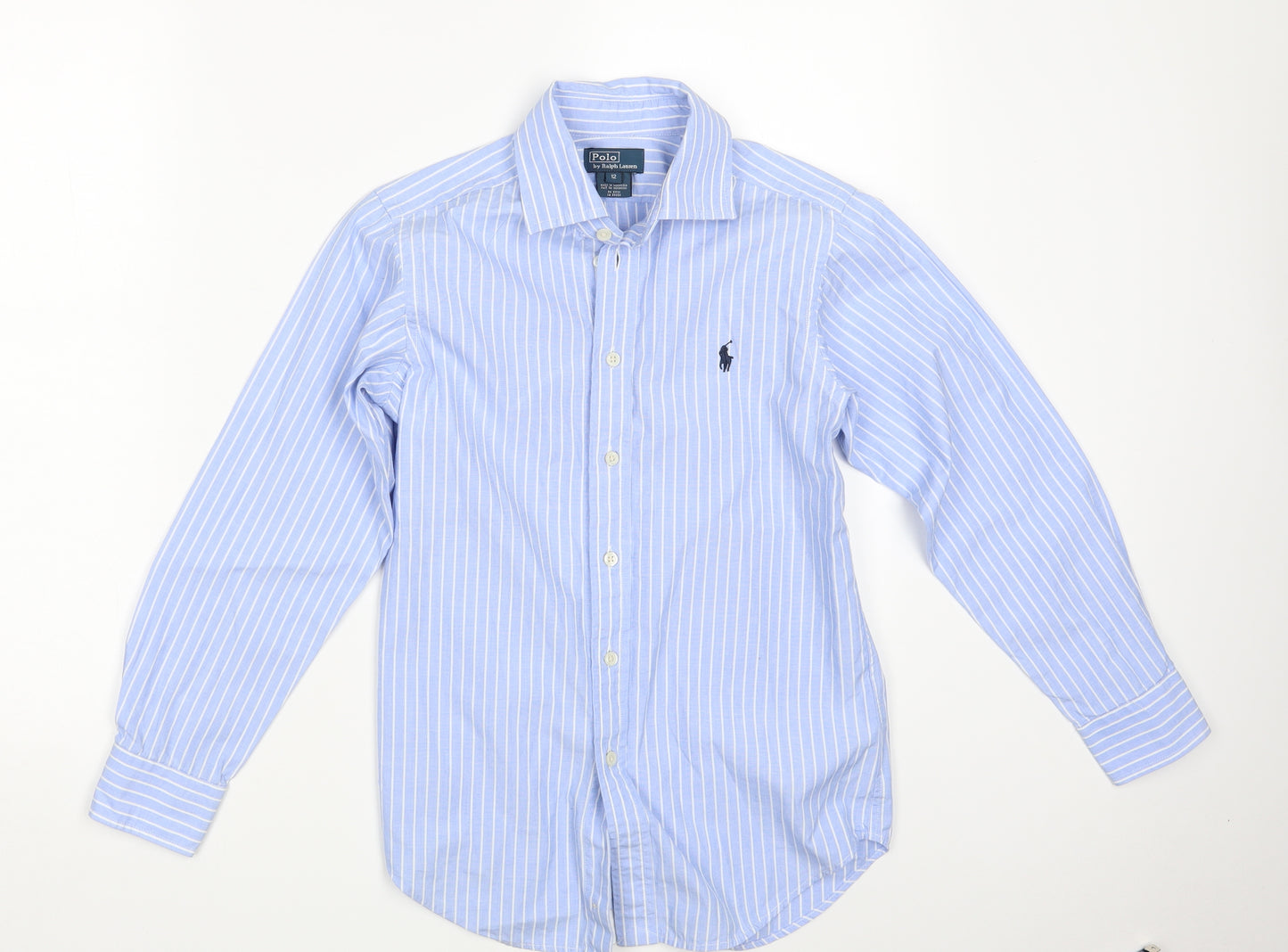 Polo Ralph Lauren Boys Blue Striped  Basic Button-Up Size 12 Years
