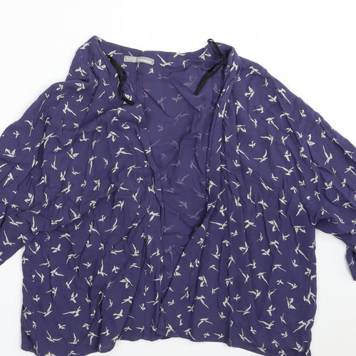 M&S Womens Blue Animal Print  Basic Blouse Size 18