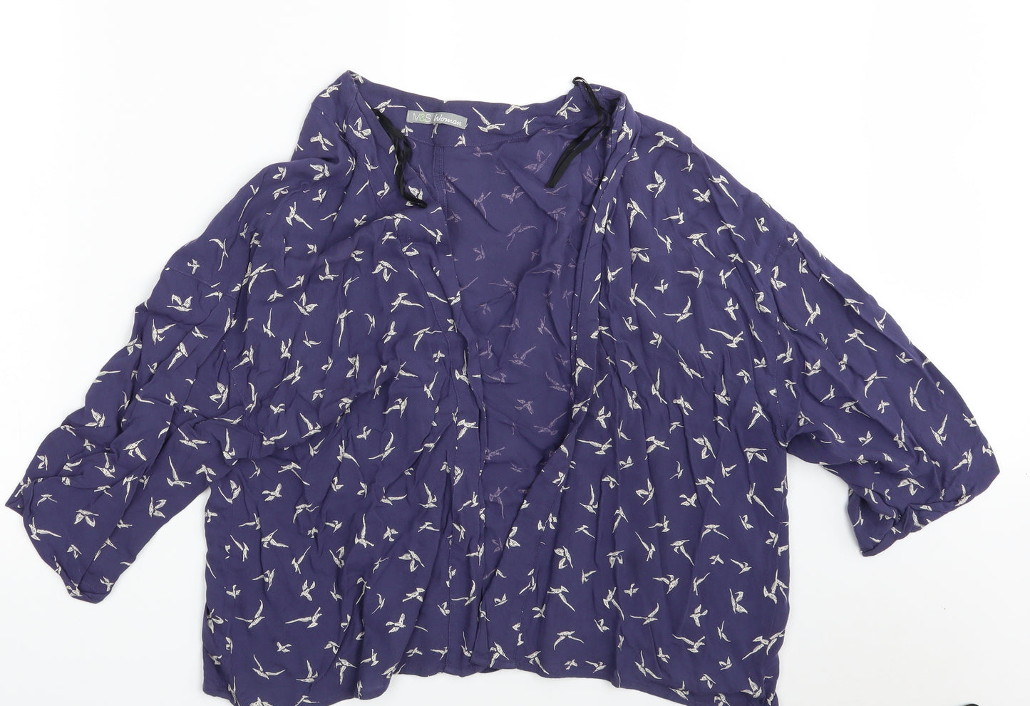 M&S Womens Blue Animal Print  Basic Blouse Size 18