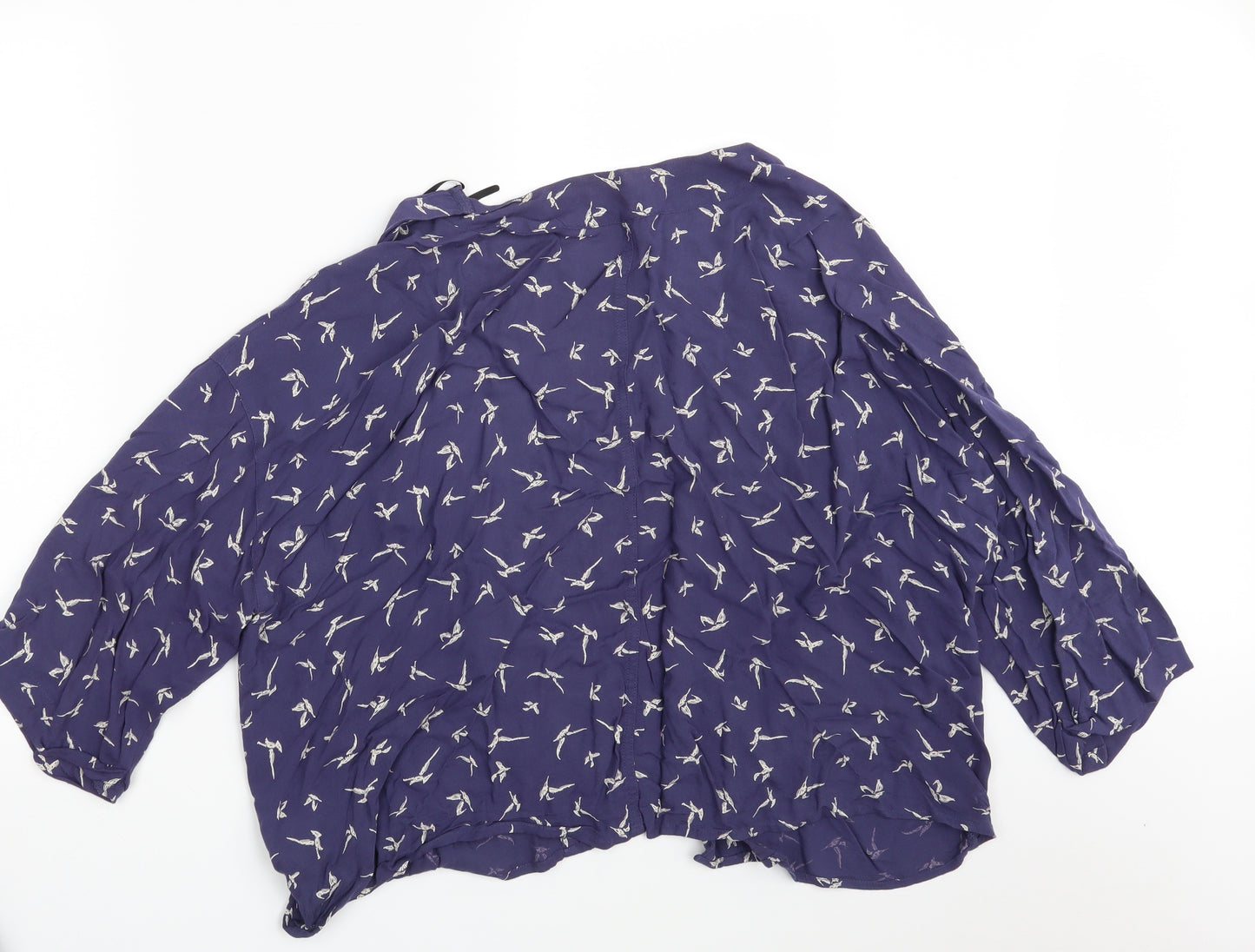 M&S Womens Blue Animal Print  Basic Blouse Size 18