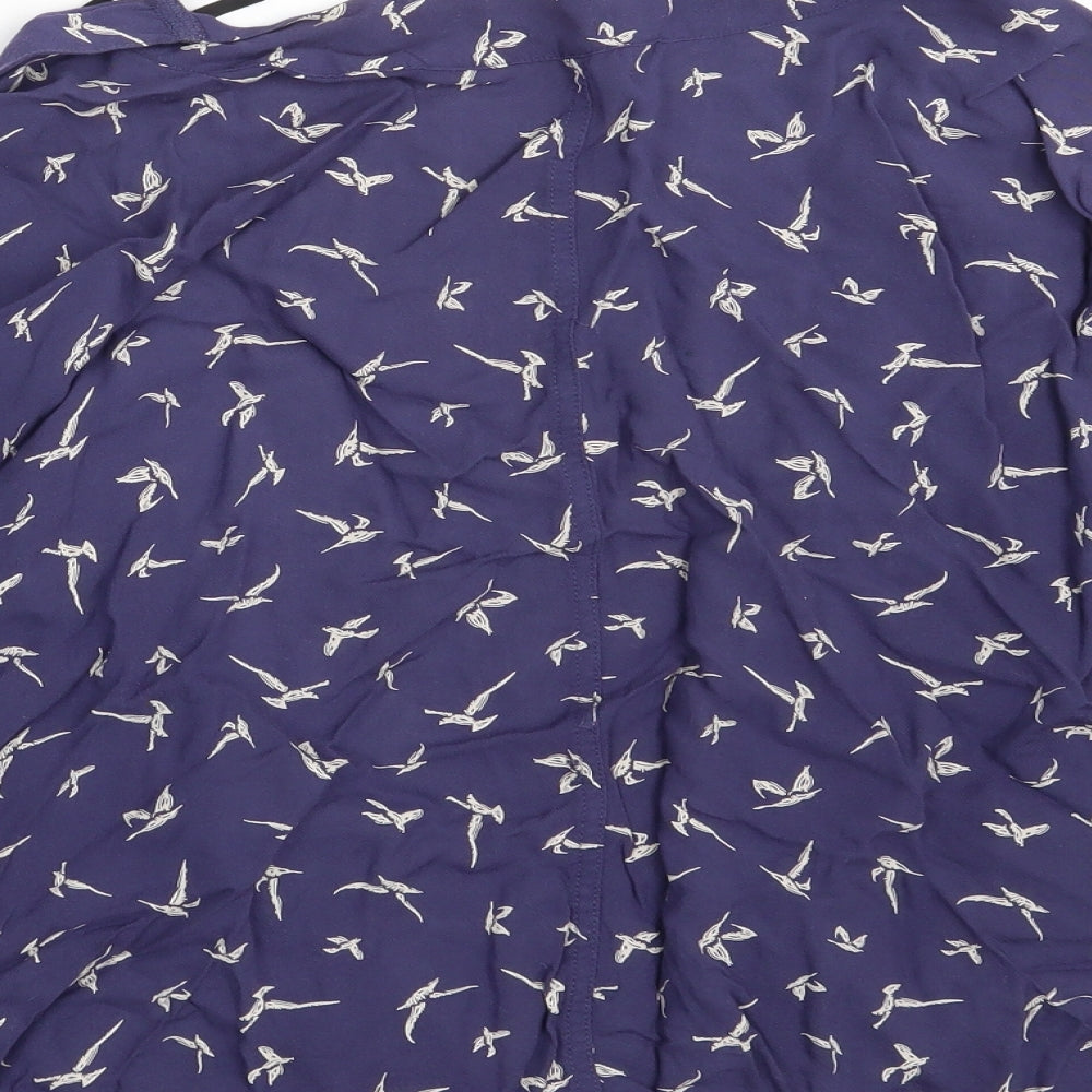 M&S Womens Blue Animal Print  Basic Blouse Size 18