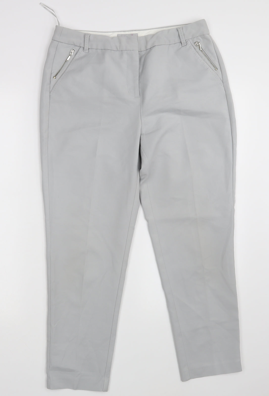 Per Una Womens Grey  Denim Cropped Trousers Size 12 L25 in