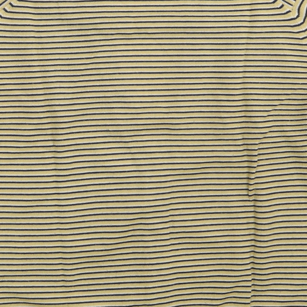 Jaeger Womens Yellow Striped Knit Cardigan Jumper One Size