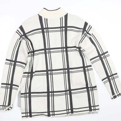 Topshop Womens White Check Knit Pullover Jumper Size 12