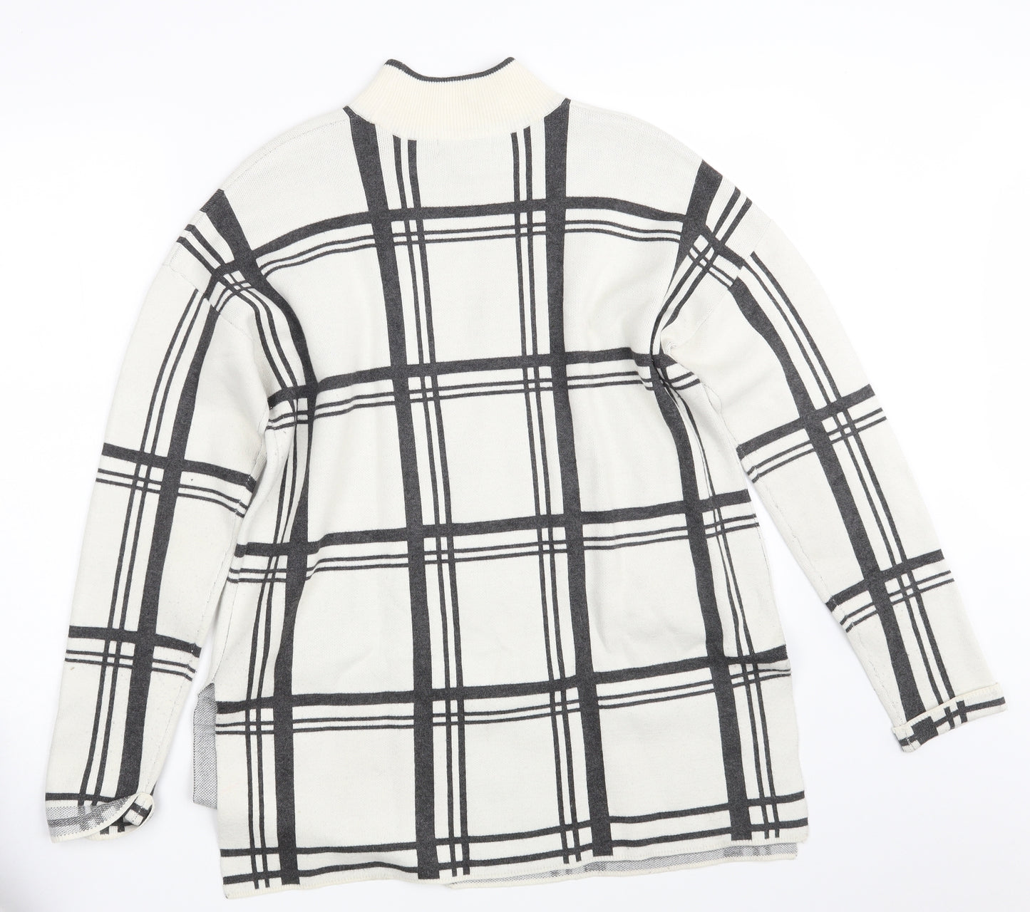 Topshop Womens White Check Knit Pullover Jumper Size 12