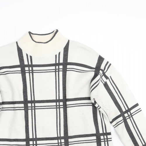 Topshop Womens White Check Knit Pullover Jumper Size 12