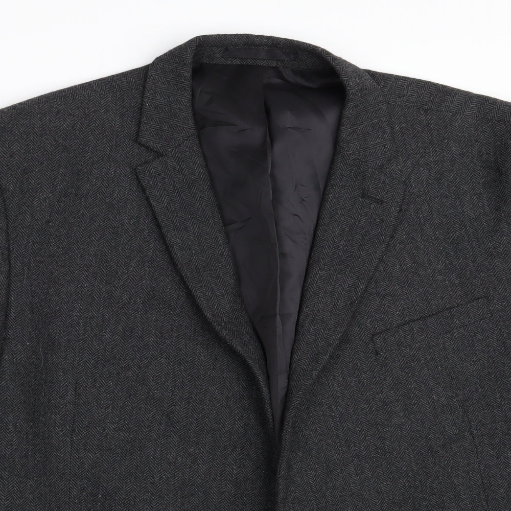 Cedar Wood State Mens Grey Herringbone  Jacket Blazer Size 2XL