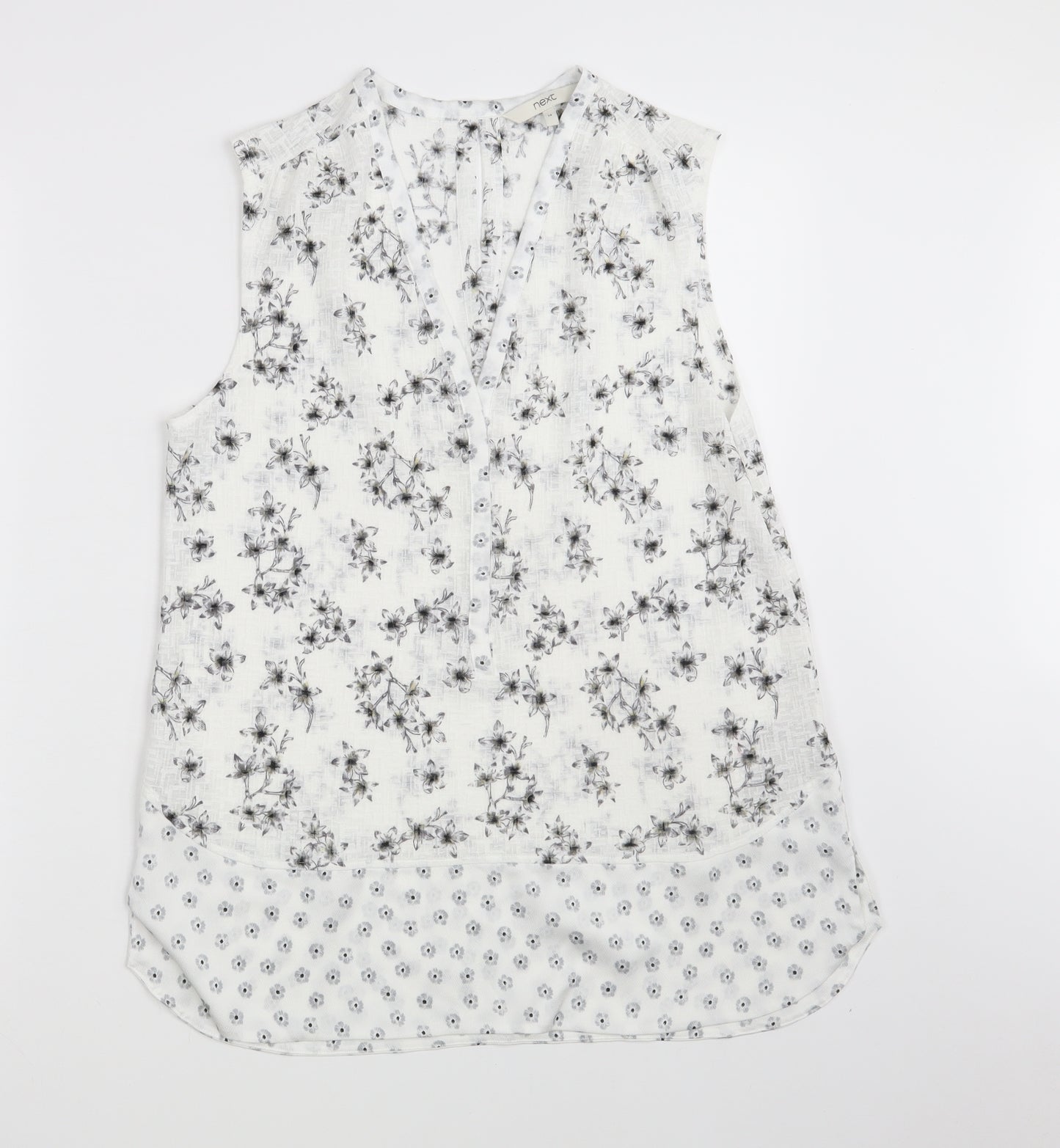 NEXT Womens White Floral  Basic Blouse Size 14