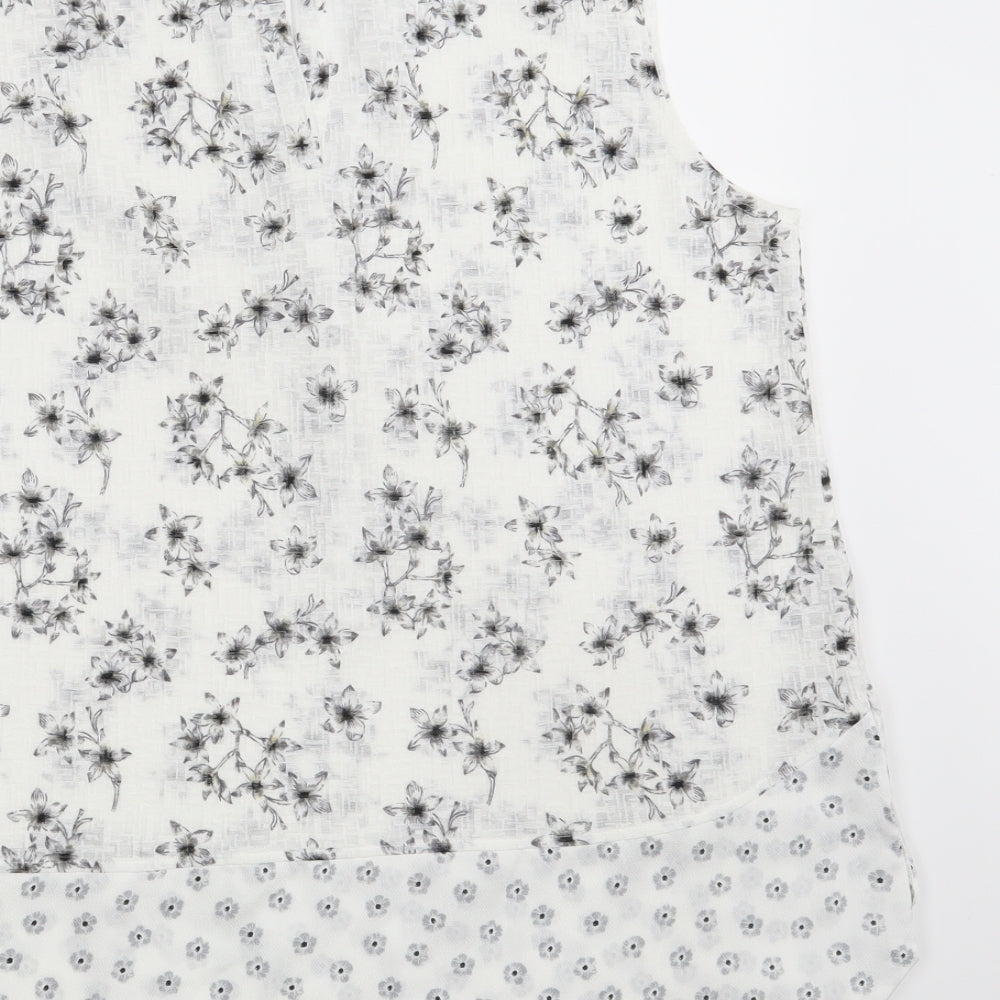 NEXT Womens White Floral  Basic Blouse Size 14