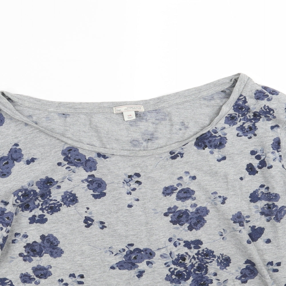 Gap Womens Grey Floral  Basic T-Shirt Size L