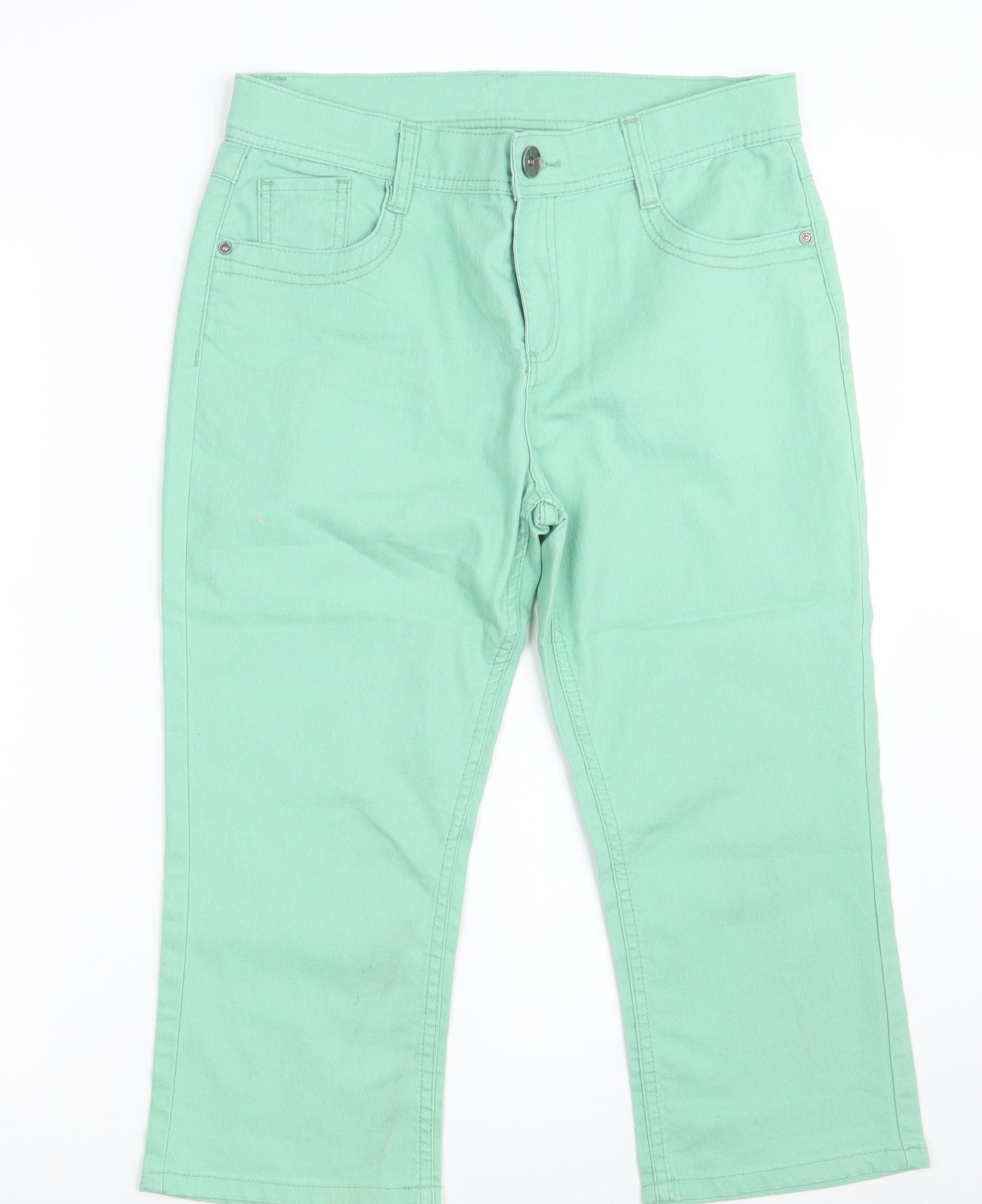 M&S Womens Green  Denim Cropped Jeans Size 12 L20 in