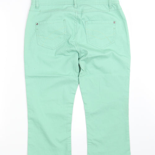 M&S Womens Green  Denim Cropped Jeans Size 12 L20 in