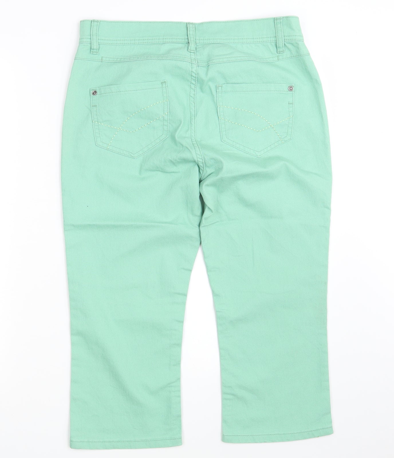 M&S Womens Green  Denim Cropped Jeans Size 12 L20 in