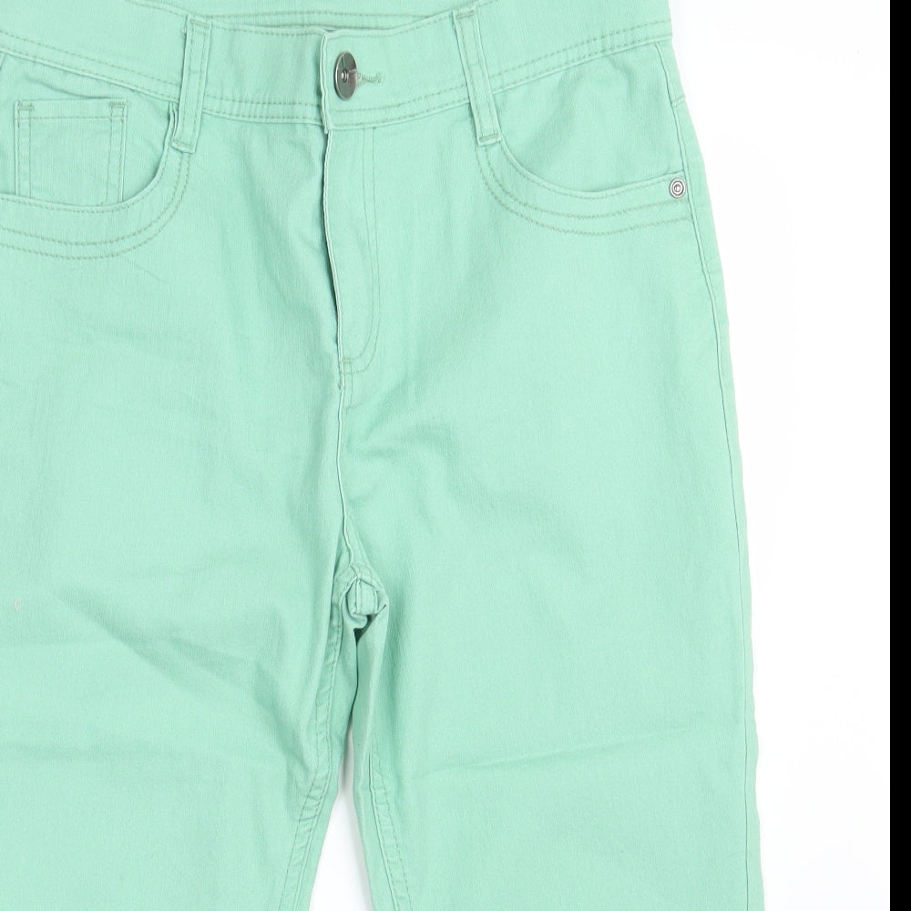 M&S Womens Green  Denim Cropped Jeans Size 12 L20 in