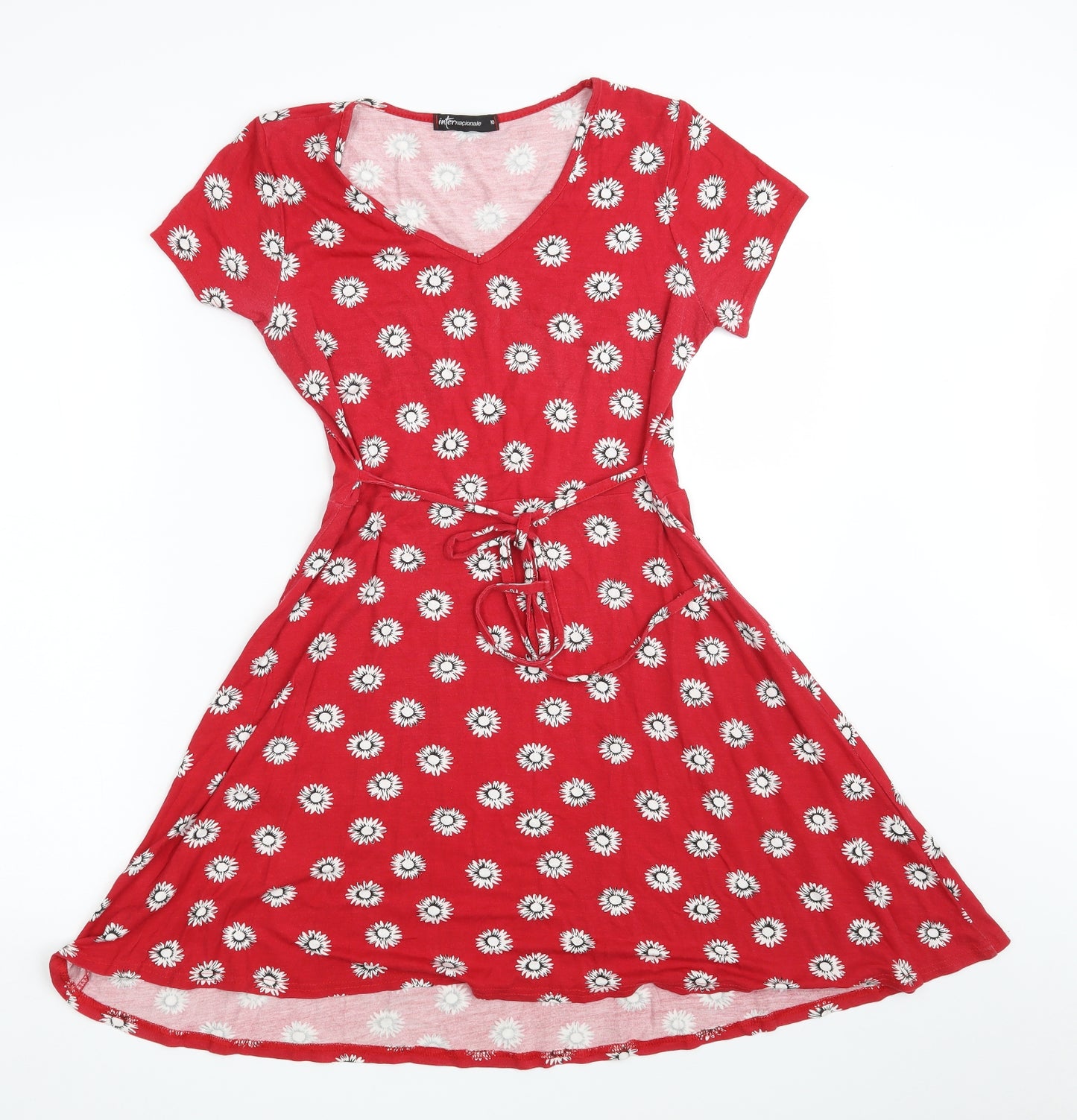 Internacionale Womens Red Floral  T-Shirt Dress  Size 10