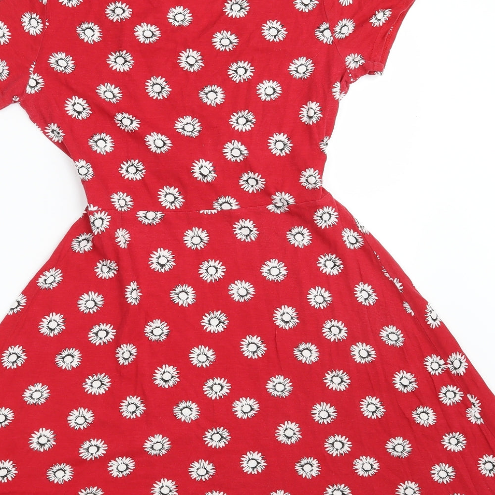 Internacionale Womens Red Floral  T-Shirt Dress  Size 10