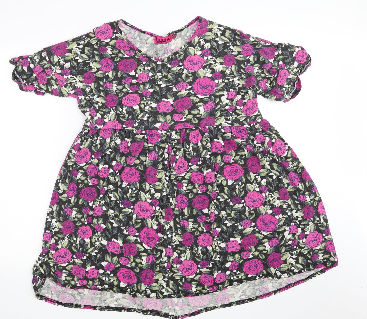 Boohoo Womens Multicoloured Floral  T-Shirt Dress  Size 12