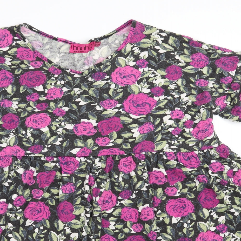 Boohoo Womens Multicoloured Floral  T-Shirt Dress  Size 12