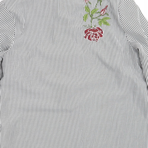 New Look Womens White Striped  Basic Button-Up Size 8