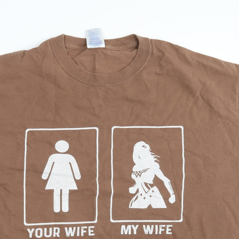 Gildan Mens Brown    T-Shirt Size XL