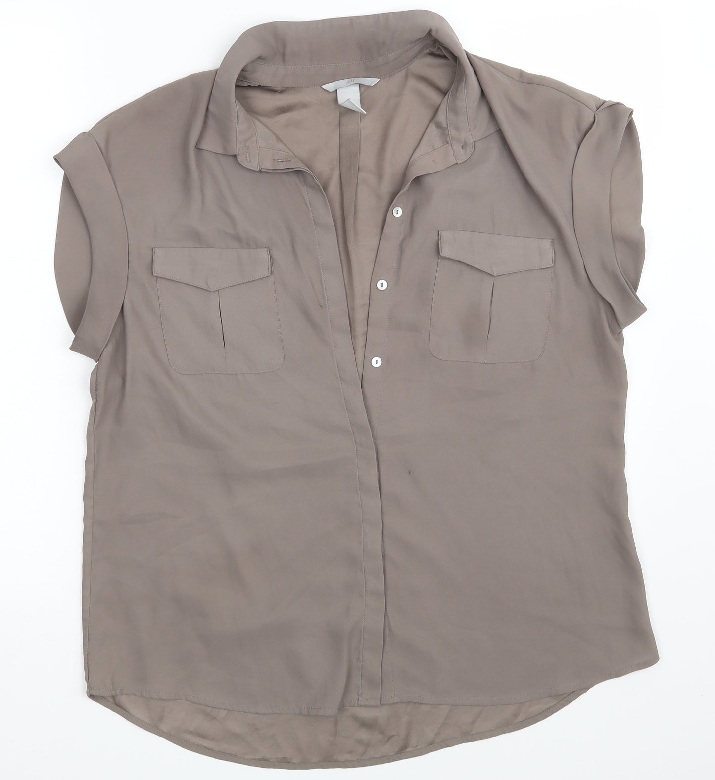 H&M Womens Beige   Basic Button-Up Size 14