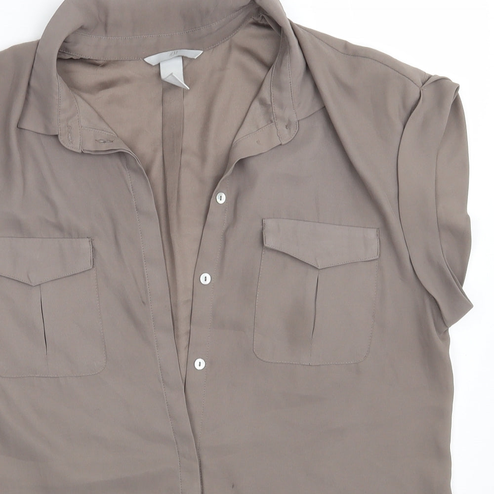 H&M Womens Beige   Basic Button-Up Size 14