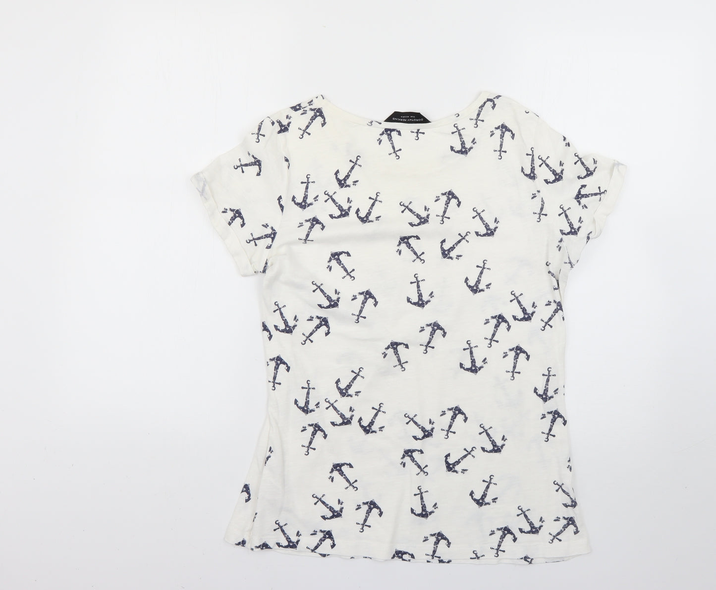 Dorothy Perkins Womens White Geometric  Basic T-Shirt Size 12