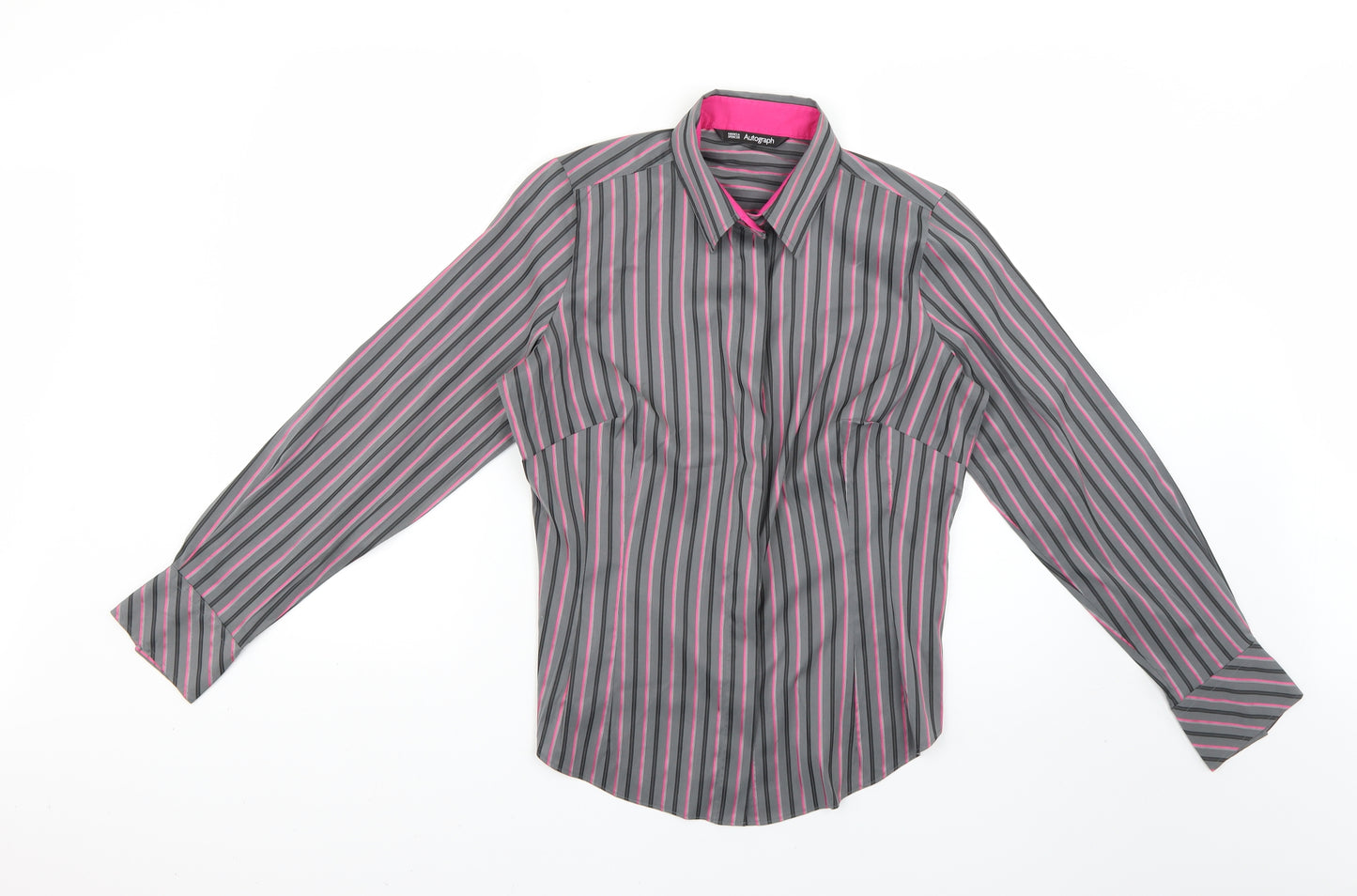 Marks and Spencer Womens Multicoloured Striped  Basic Button-Up Size 14