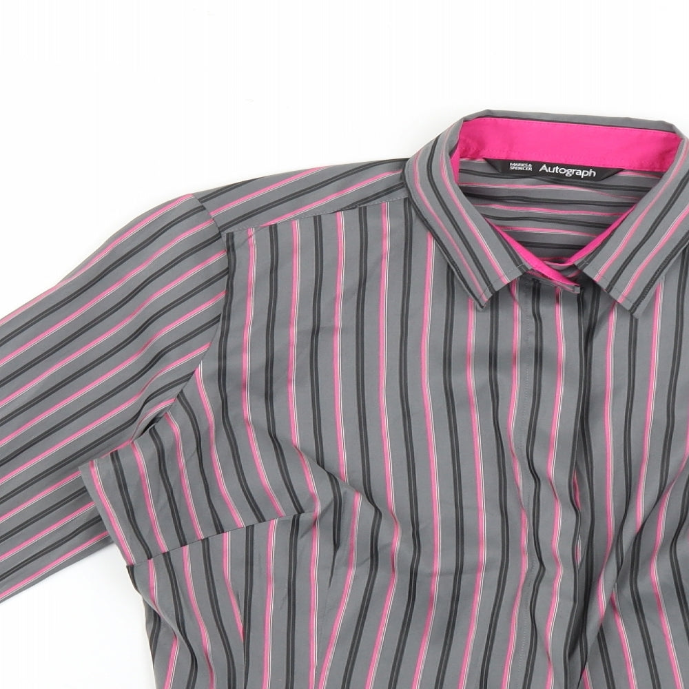 Marks and Spencer Womens Multicoloured Striped  Basic Button-Up Size 14