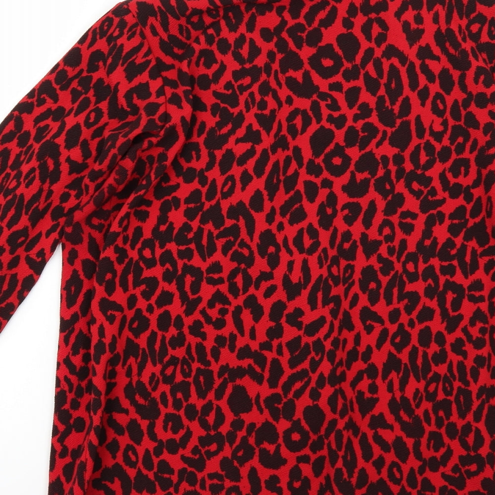 Boohoo Womens Red Animal Print  Jacket  Size 18