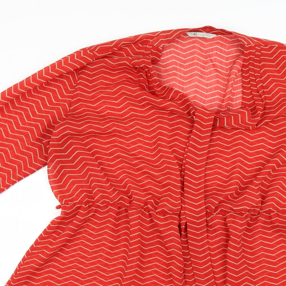Marks and Spencer Womens Orange Geometric  Fit & Flare  Size 18