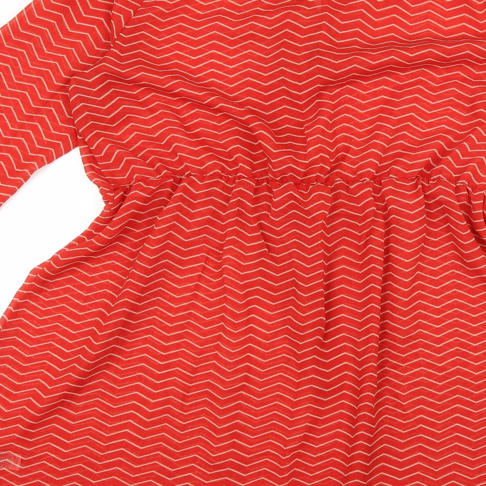 Marks and Spencer Womens Orange Geometric  Fit & Flare  Size 18
