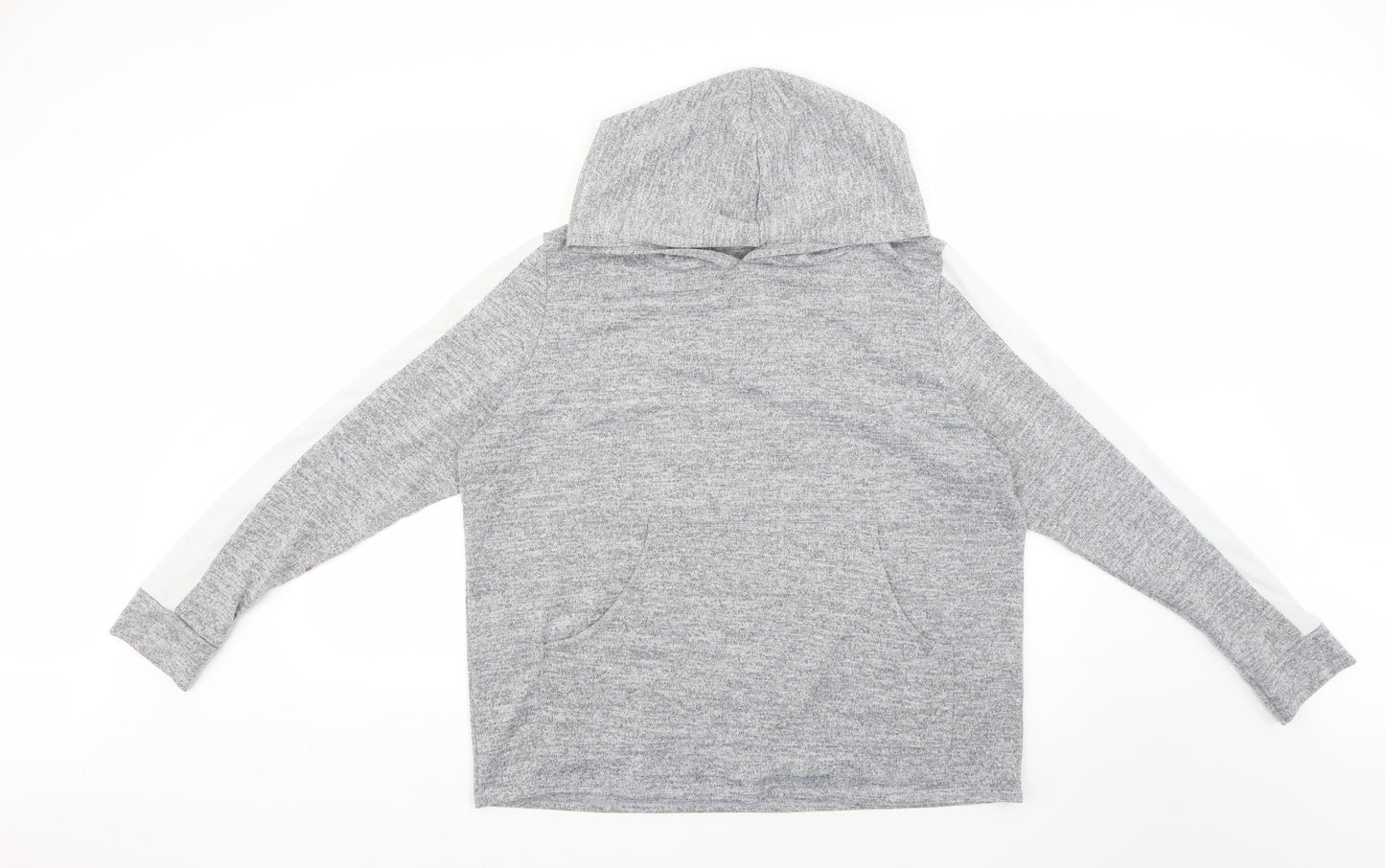 Boohoo Womens Grey Striped  Pullover Hoodie Size 18