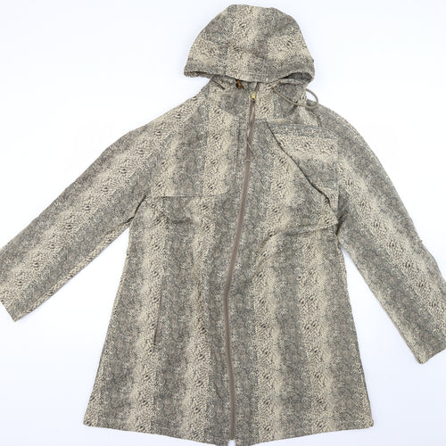 Denim Womens Brown Animal Print  Rain Coat Coat Size M