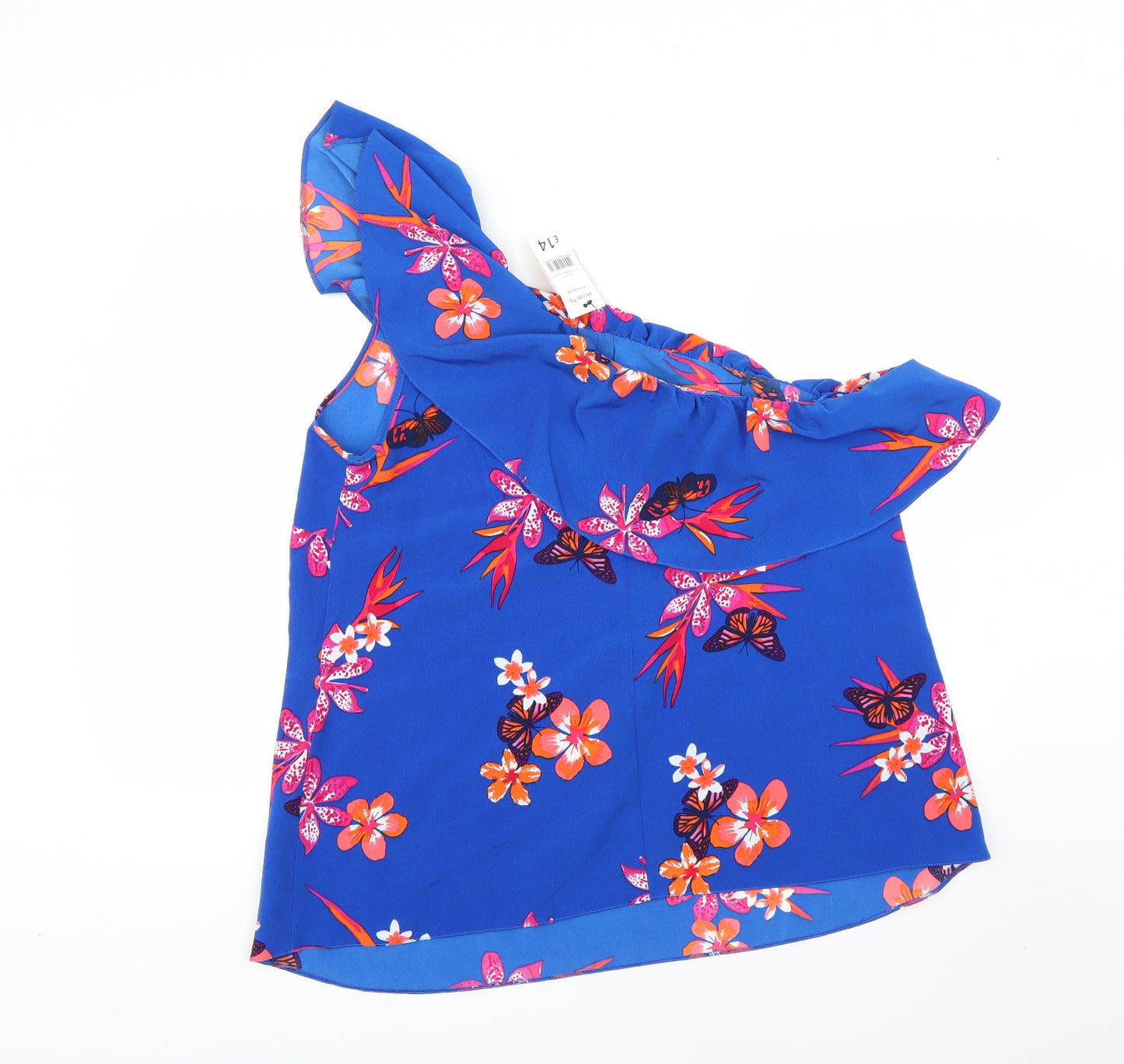 George Womens Blue Geometric  Basic Blouse Size 16
