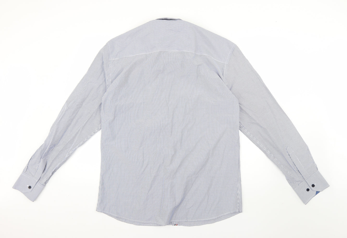 Tommy Hilfiger Mens Blue Striped   Dress Shirt Size XL