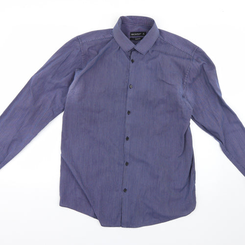 Cedar Wood State Womens Blue Striped  Basic Button-Up Size 16