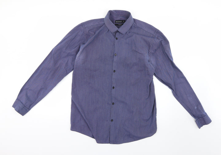Cedar Wood State Womens Blue Striped  Basic Button-Up Size 16