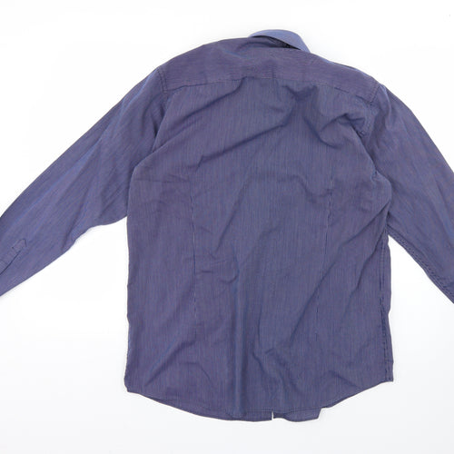 Cedar Wood State Womens Blue Striped  Basic Button-Up Size 16