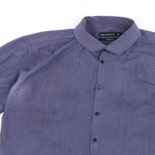 Cedar Wood State Womens Blue Striped  Basic Button-Up Size 16