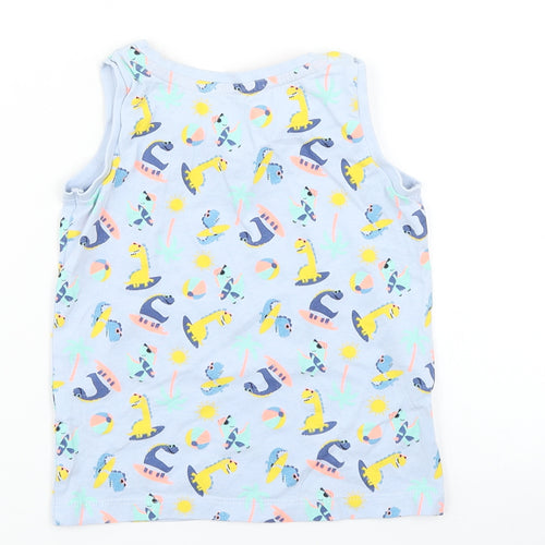 Matalan Boys Blue   Basic Tank Size 3-4 Years  - Dinosaur print