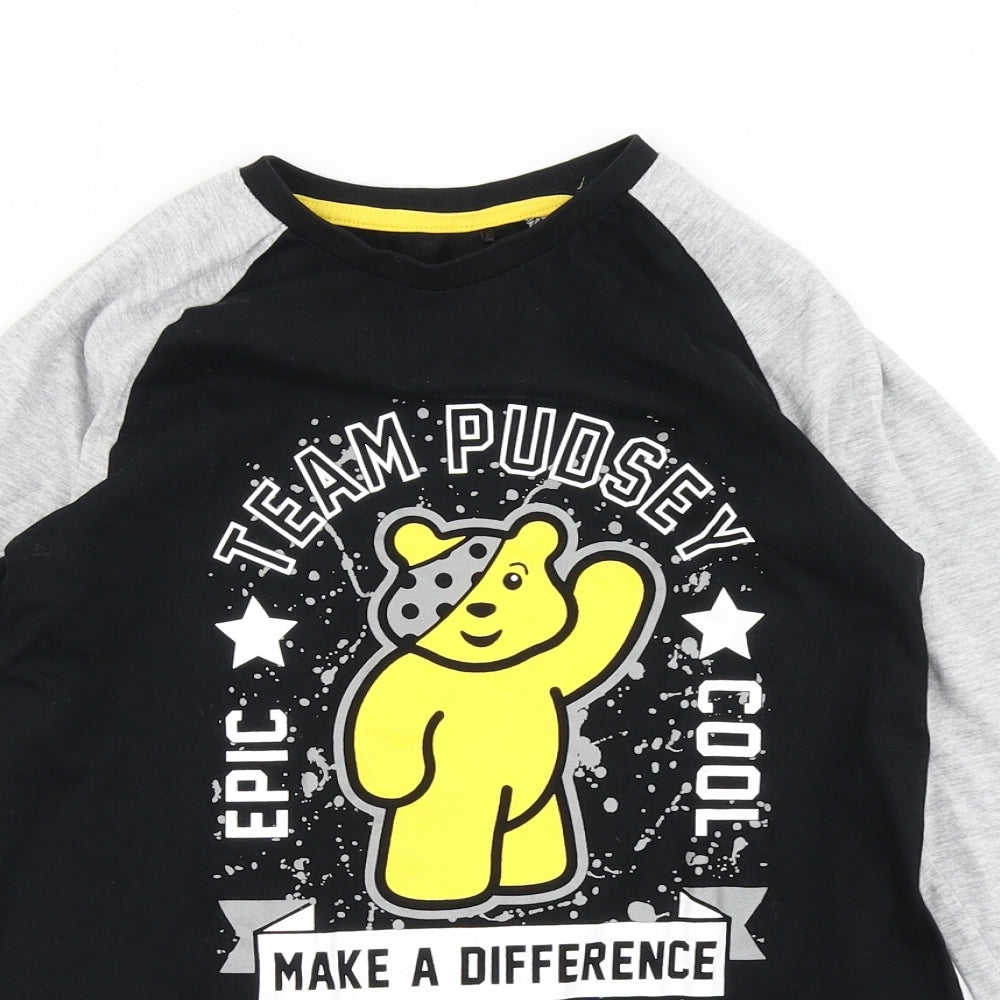 George Boys Black Colourblock  Basic T-Shirt Size 13-14 Years  - Pudsey Children in Need