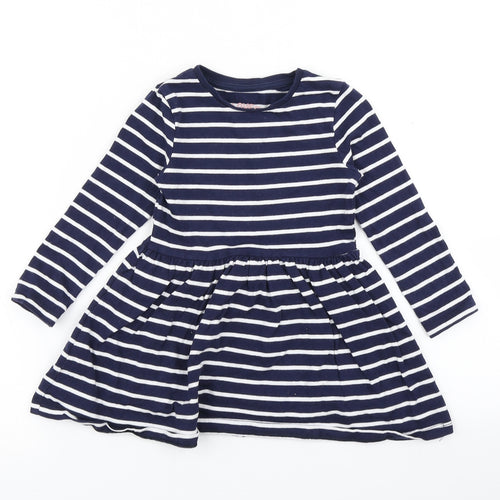 F&F Girls Blue Striped  Skater Dress  Size 18-24 Months