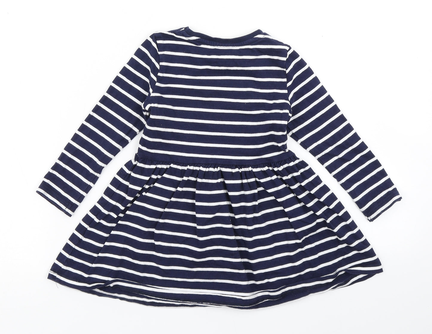 F&F Girls Blue Striped  Skater Dress  Size 18-24 Months